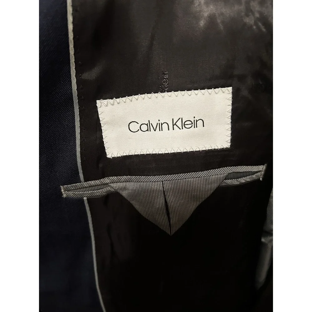 Calvin Klein Mens Blazer Career Suit Single Breasted Navy Wool 42 L